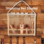 Bar Box Cocktail & Barware Tool Sets Home Bar Kit with Rustic Wood Wall-mount Stand (19-Pcs)(Rose Gold)
