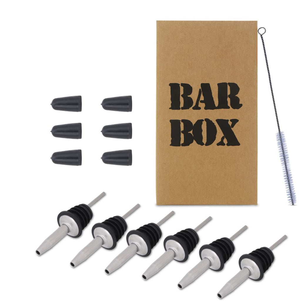 Bar Box Stainless Steel Wine Liquor Bottle Pourer(Fits Alcohol Bottles up to 1 L)(Set of 6)