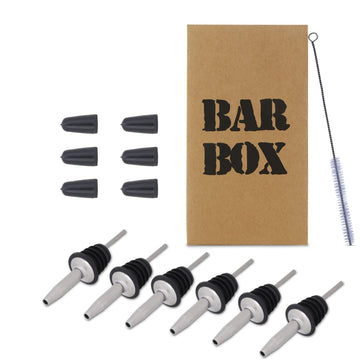 Bar Box Stainless Steel Wine Liquor Bottle Pourer(Fits Alcohol Bottles up to 1 L)(Set of 6)